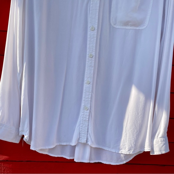 Beachlunchlounge viscose white long sleeve button down top - Picture 7 of 12